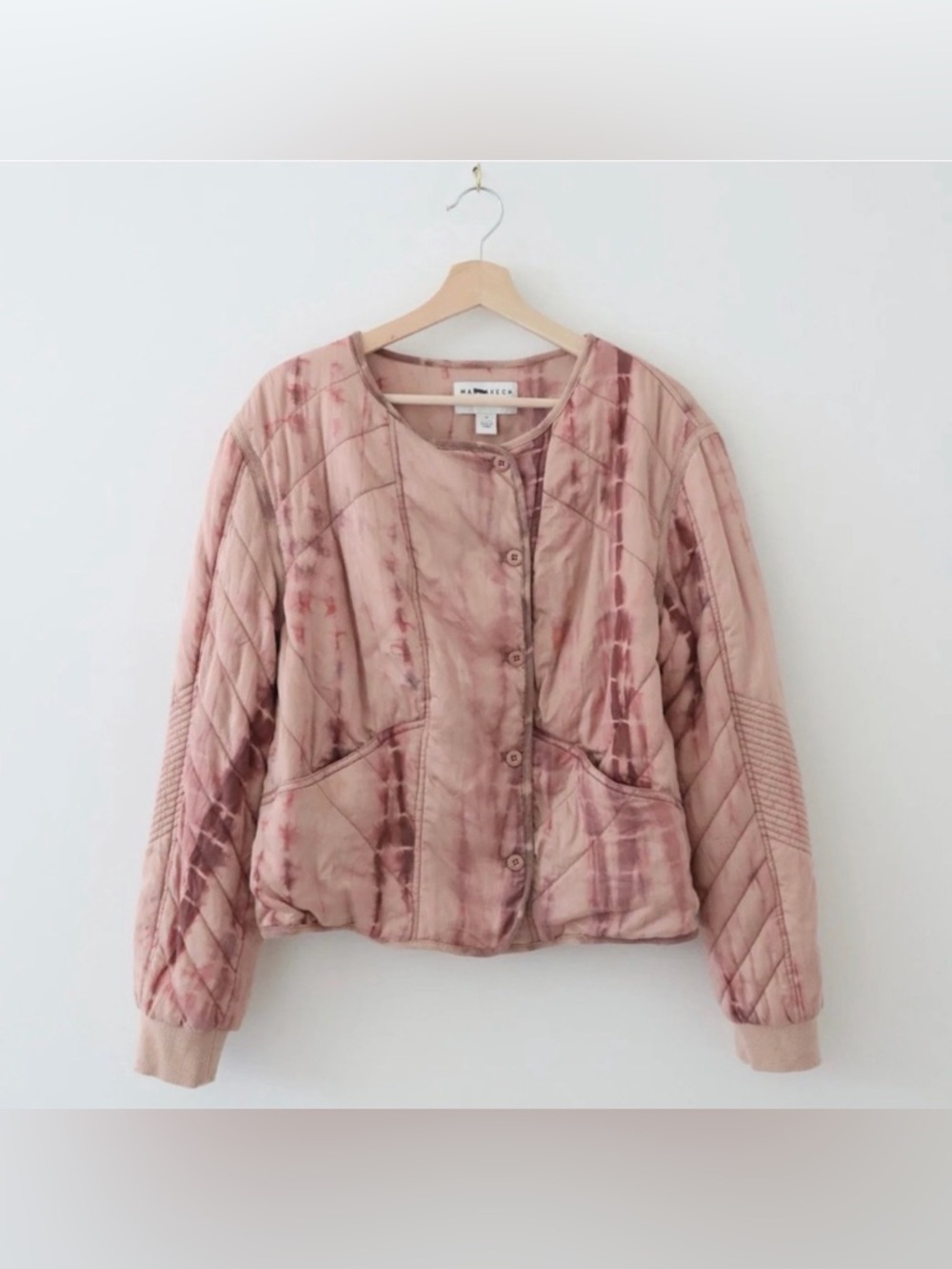 Anthropologie Marrakech Tie-Dye Quilted Jacket Size L Pink Boho Western Chic